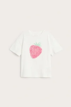 T-shirt z aplikacją w kształcie truskawki