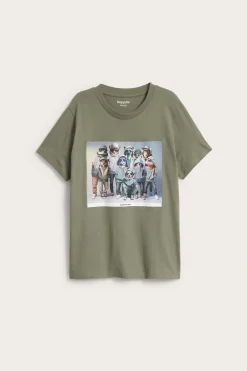 T-shirt z bawełnianej dzianiny, z nadrukiem z przodu, w zwierzęta