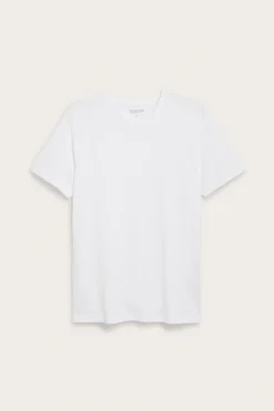 T-shirt z dekoltem w szpic, z bawełny