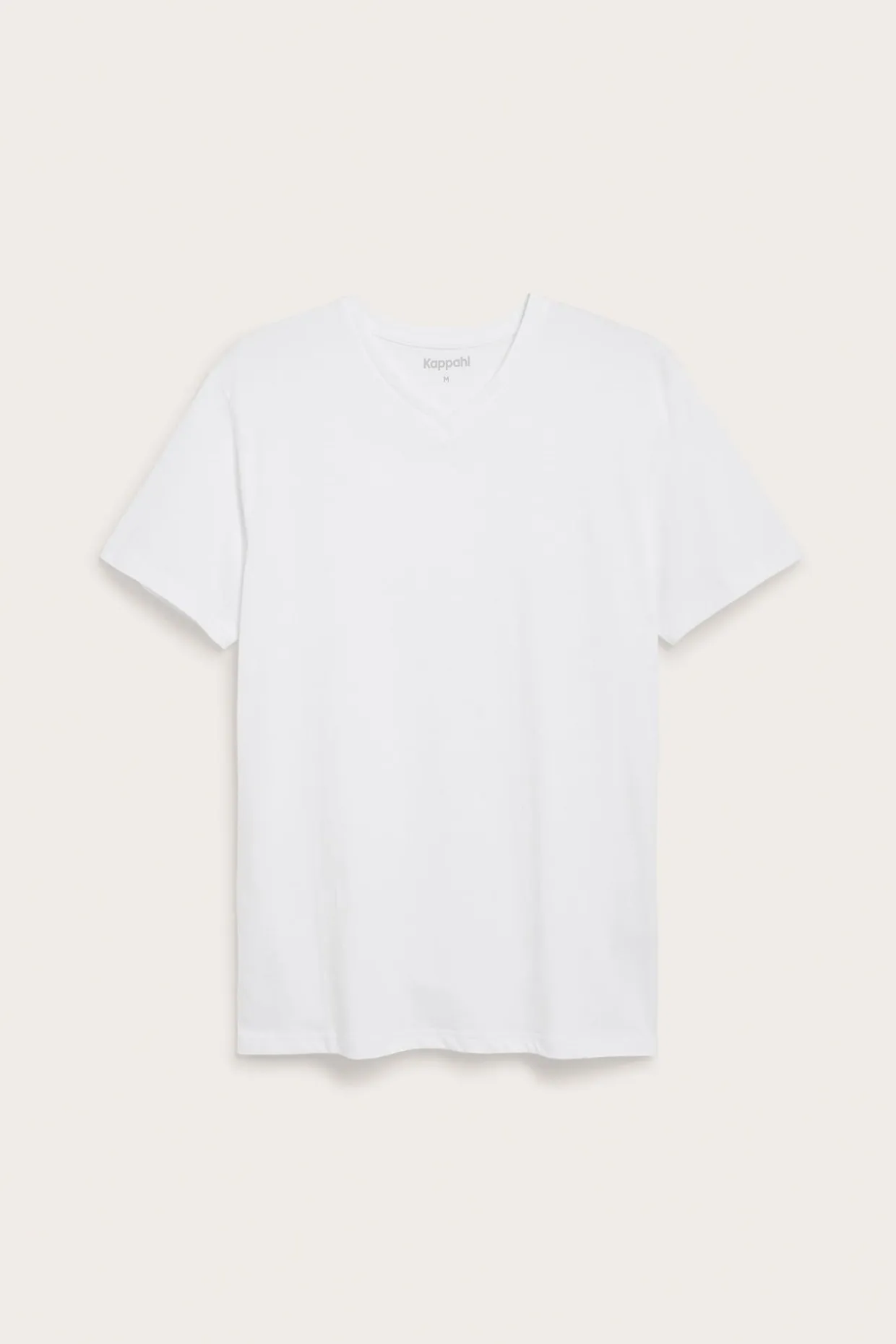 T-shirt z dekoltem w szpic, z bawełny