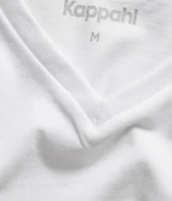 T-shirt z dekoltem w szpic, z bawełny