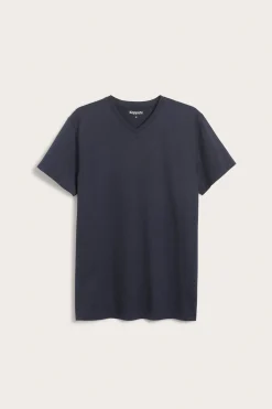T-shirt z dekoltem w szpic, z bawełny