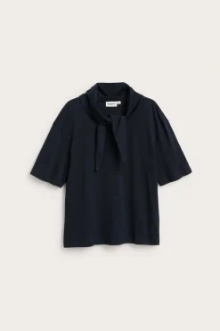 T-shirt z kołnierzem szalowym