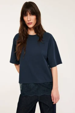 T-shirt z koronkową krawędzią
