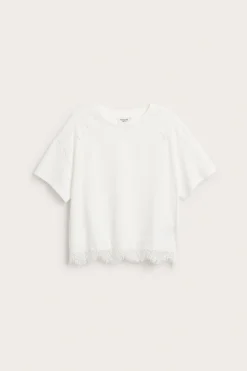 T-shirt z koronkowymi detalami