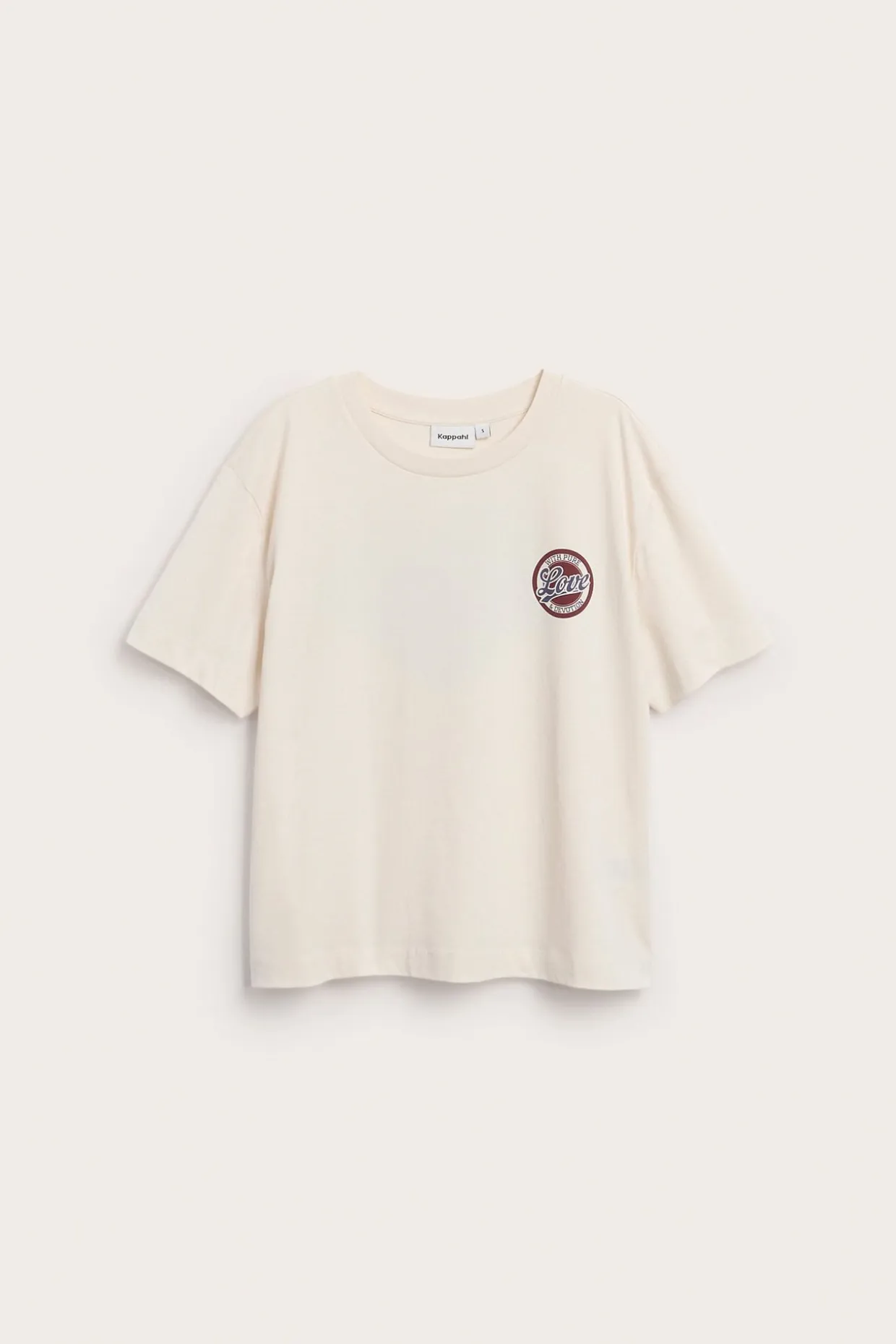 T-shirt z nadrukiem „Love”.