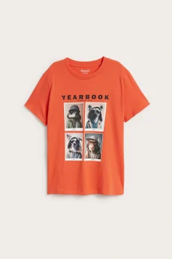 T-shirt z nadrukiem w zwierzęta, z bawełnianej dzianiny