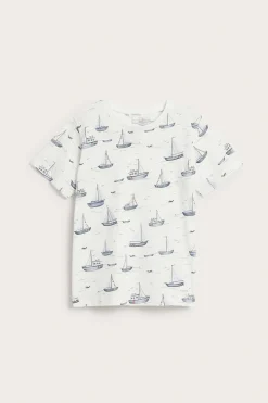 T-shirt z trykotu slub, w żaglówki