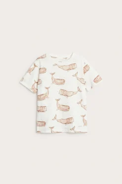 T-shirt z trykotu slub, w wieloryby