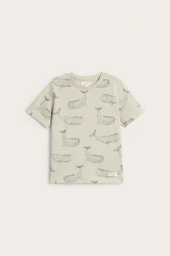 T-shirt z trykotu slub, w wieloryby