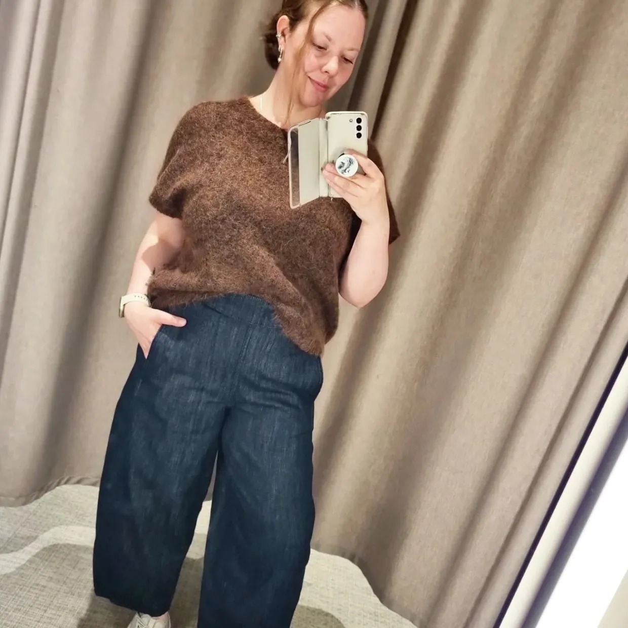 Wciągane jeansy barrel fit cropped
